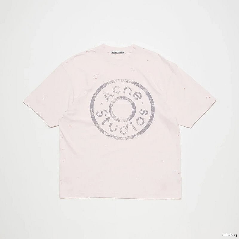 Acne Studios 2090-80 Pink Multicolor Pink Style Ac908041 Stockholm Logo T-Shirt Commuter Look