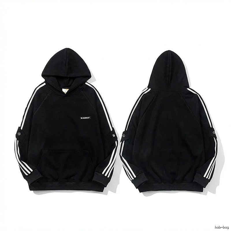 Adidas three - stripe trendy and cool black sweatshirt