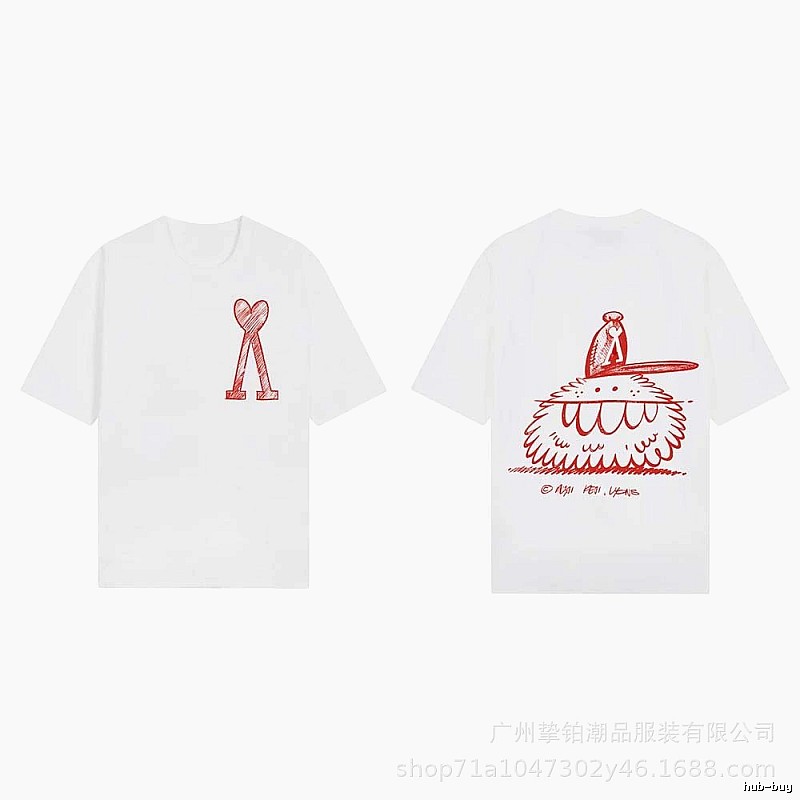 AMI cartoon printed white T-shirt