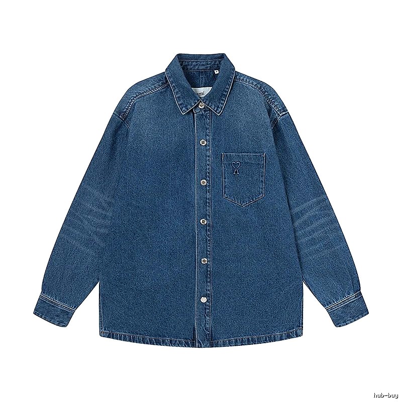 AMI Denim Style Dark Blue Shirt