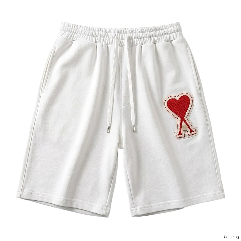 AMI Embroidered Heart White Shorts
