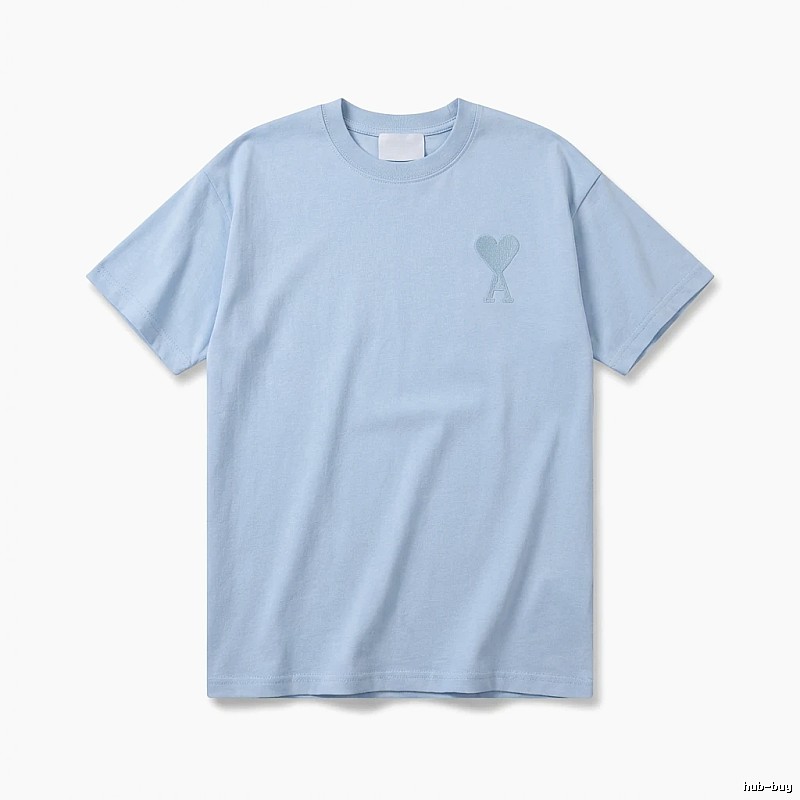 AMI Love Heart Pattern Light Blue T-shirt