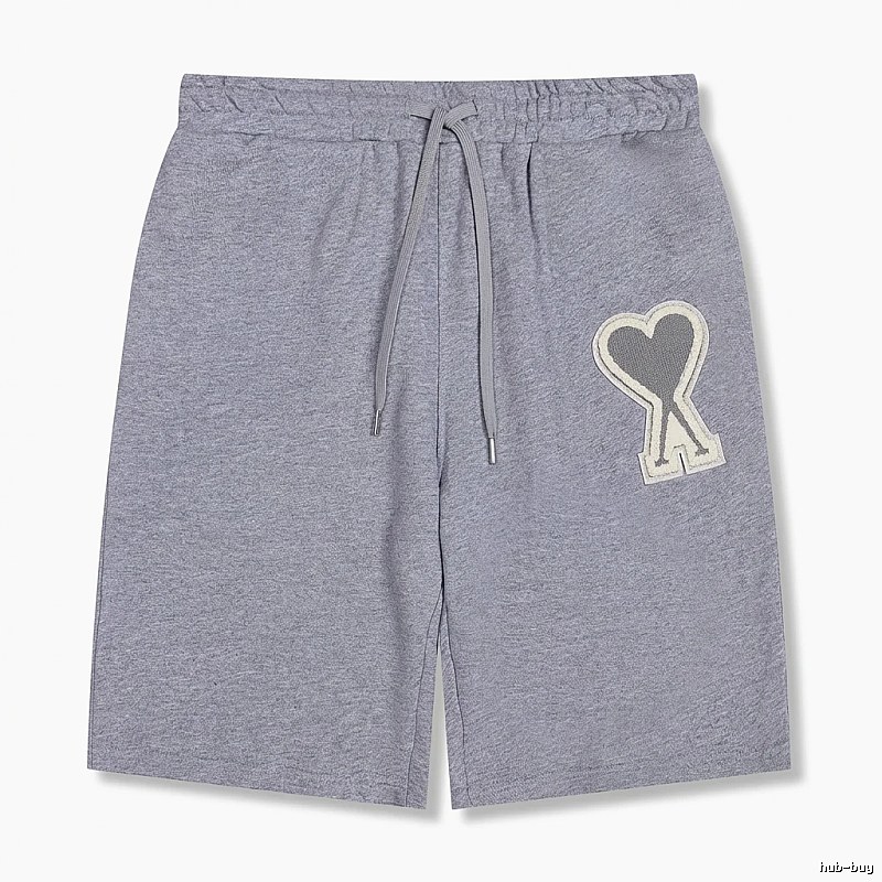AMI Love Heart Pattern Light Gray Shorts
