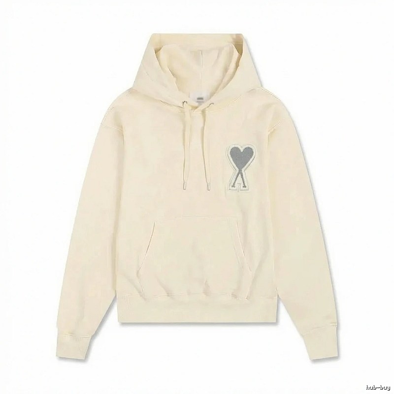 AMI Love Minimalist Style Beige Hoodie