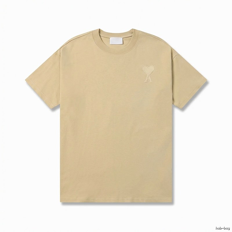 AMI Love Minimalist Style Beige T-shirt