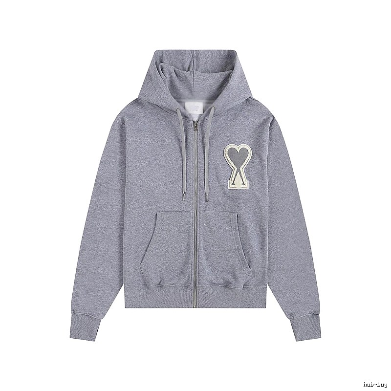 AMI Love Series Grey Zip-Up Hoodie