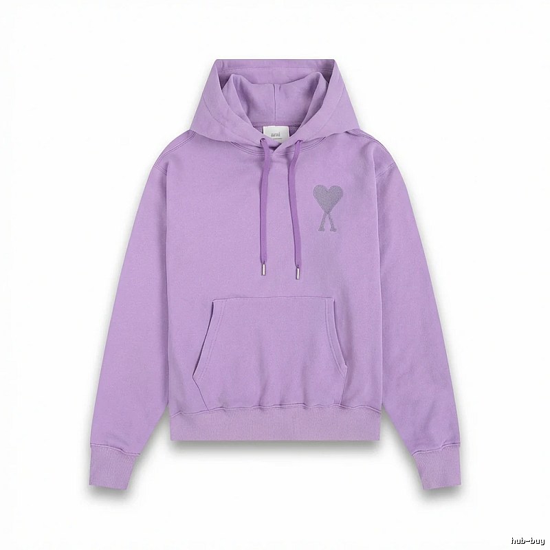 AMI series minimalist style purple hoodie