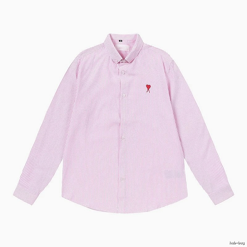 AMI Stripe Minimalist Style Pink Shirt
