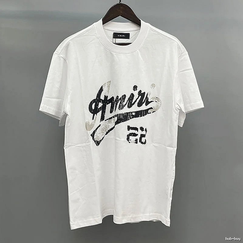 Amiri Black Lettering With Slash Detail White Records Graphic T-Shirt Resort Wear