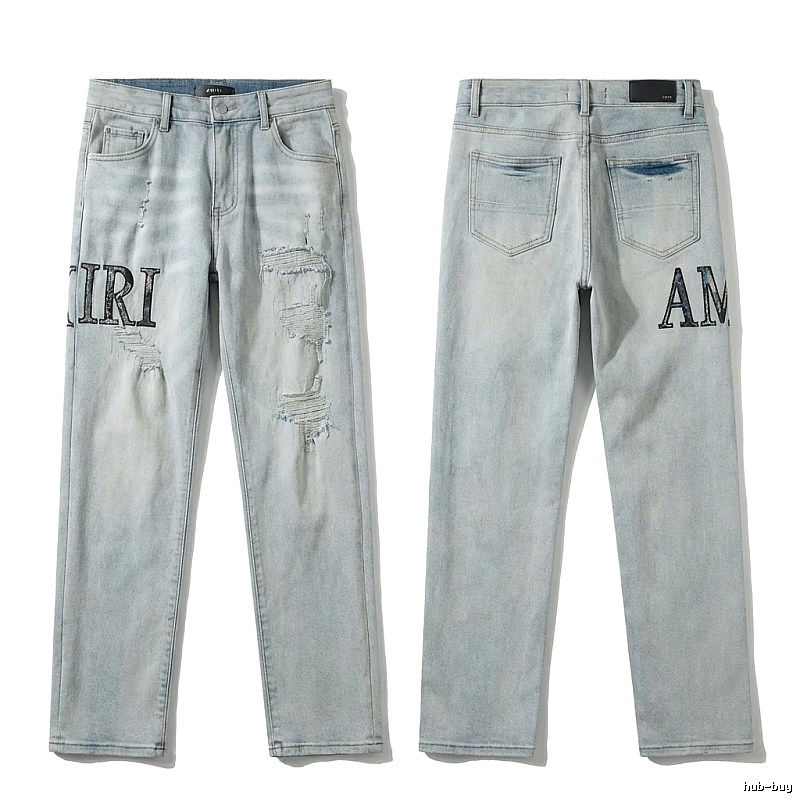 AMIRI ripped trendy light blue jeans