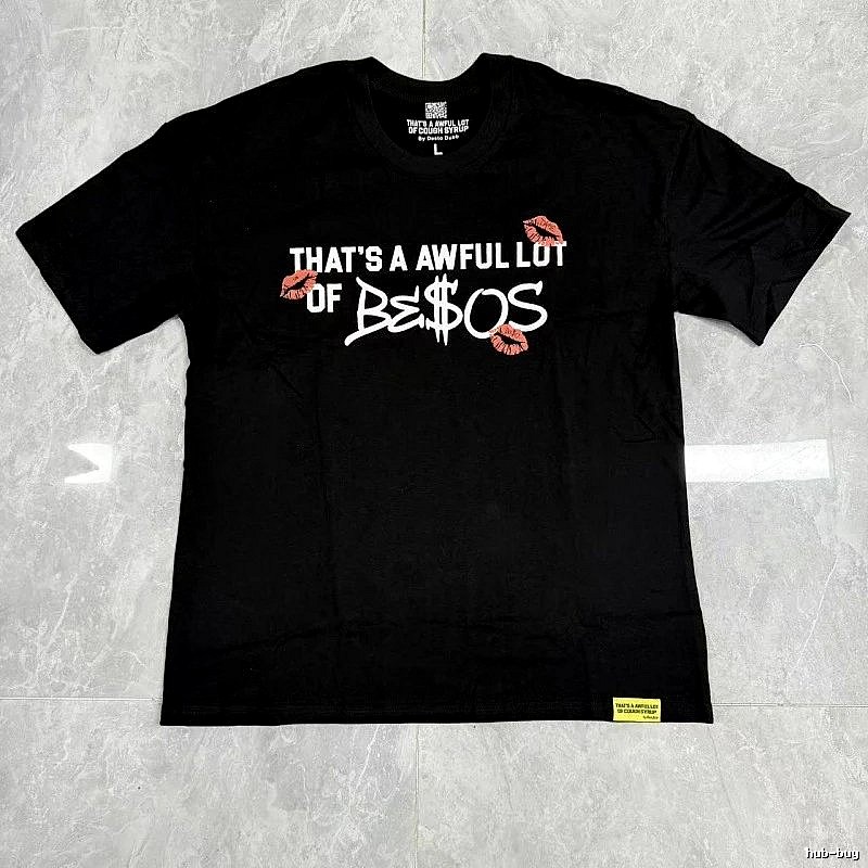 AWFUL LOT Lip Print Street Style Black T-shirt