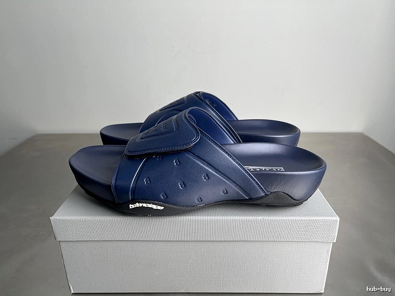 Balenciaga Classic Embossed Trendy Cool Style Navy Blue Slippers
