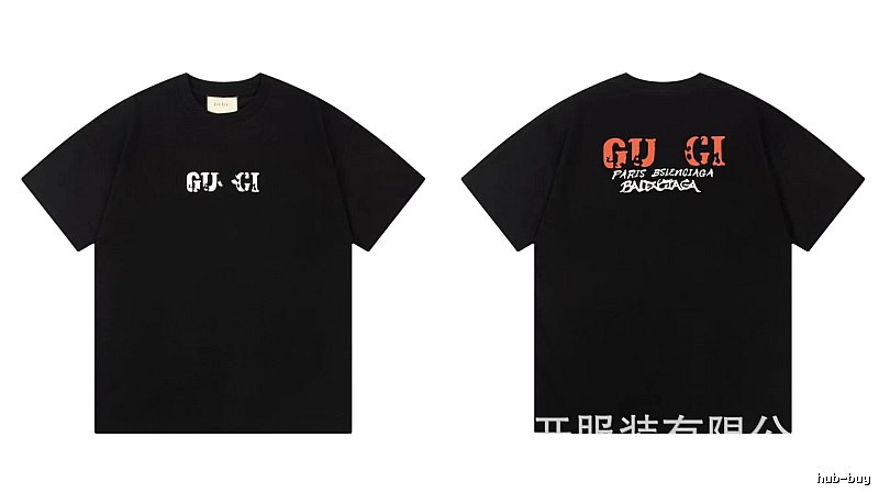 Balenciaga Co-branded Street Style Printed Black T-Shirt
