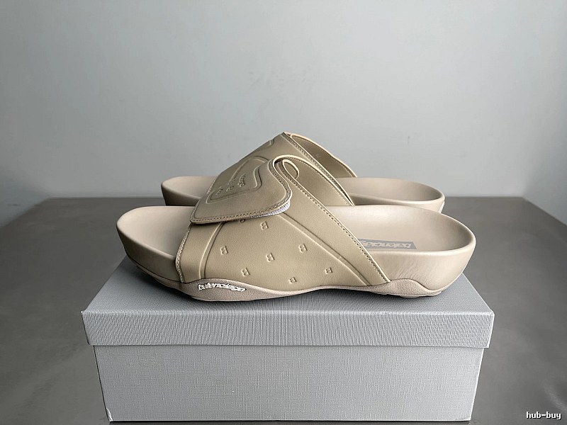Balenciaga Embossed Luxury Street Style Khaki Slides