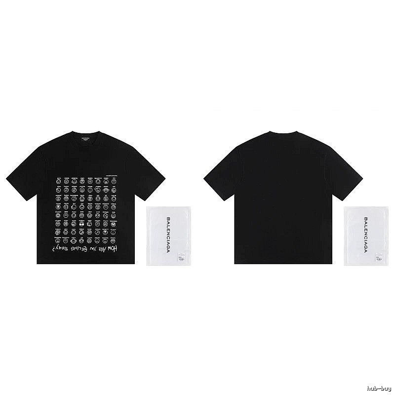 Balenciaga Emoji Printed Street Style Black T-Shirt