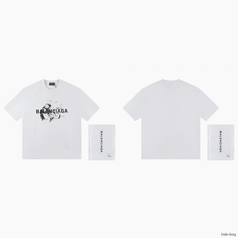 Balenciaga Graffiti Print Street Style White T-Shirt