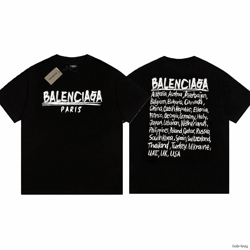 Balenciaga Graffiti Street Style Black Short Sleeve T-shirt