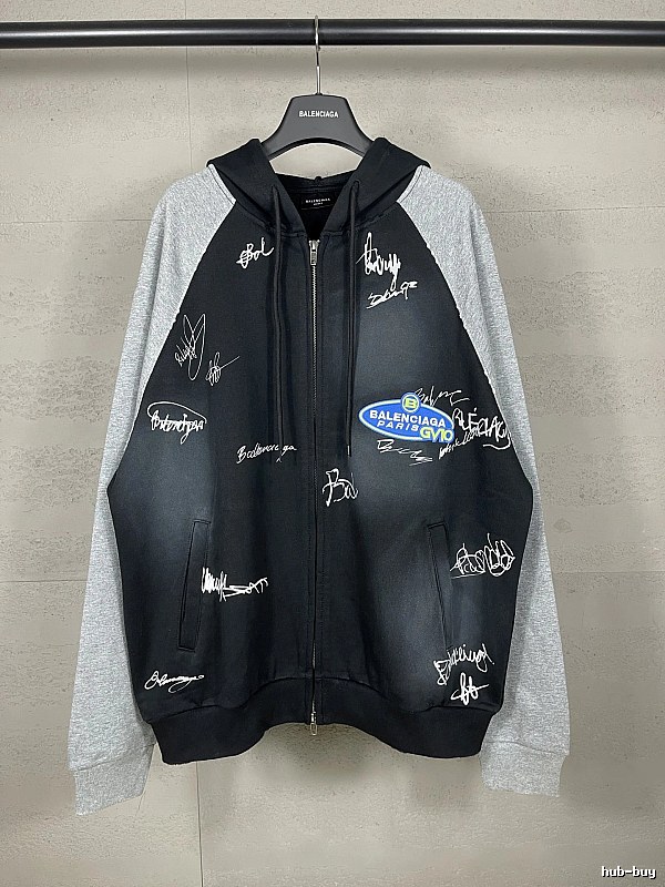 Balenciaga graffiti-style black and grey hoodie