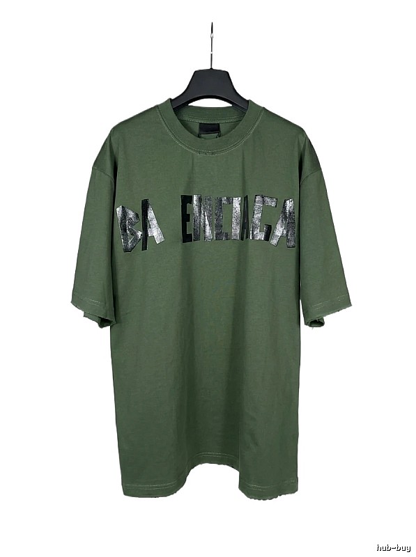 Balenciaga letter-style green T-shirt
