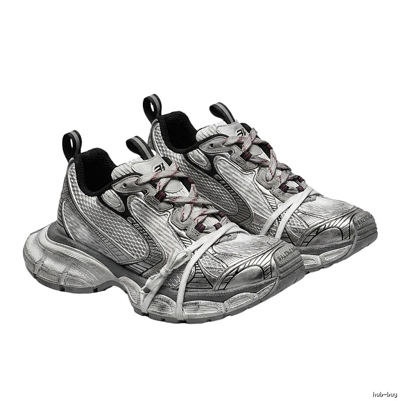 Balenciaga retro-style silver-gray sports shoes