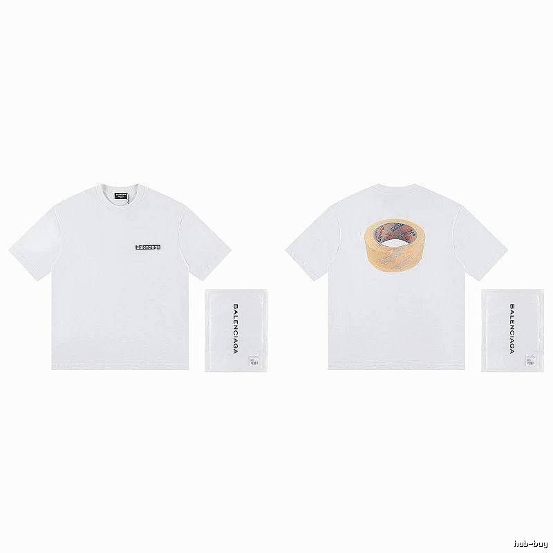 Balenciaga Tape Print Streetwear White T-Shirt