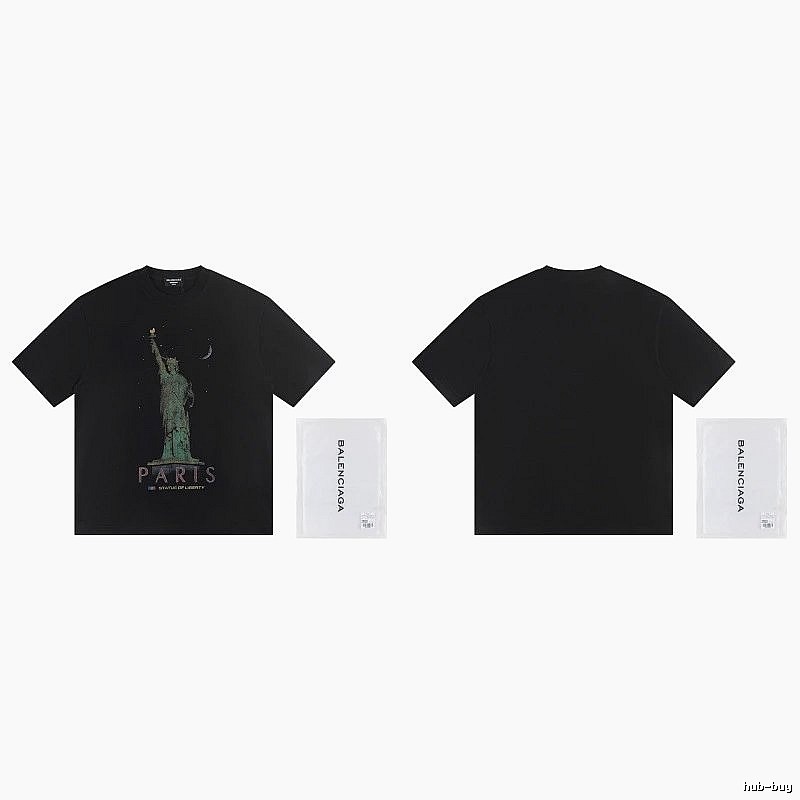 Balenciaga Vintage Style Statue of Liberty Black T-Shirt