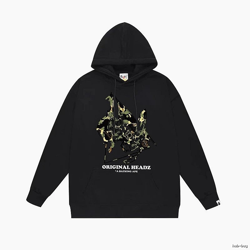 Bape camouflage-style black hoodie