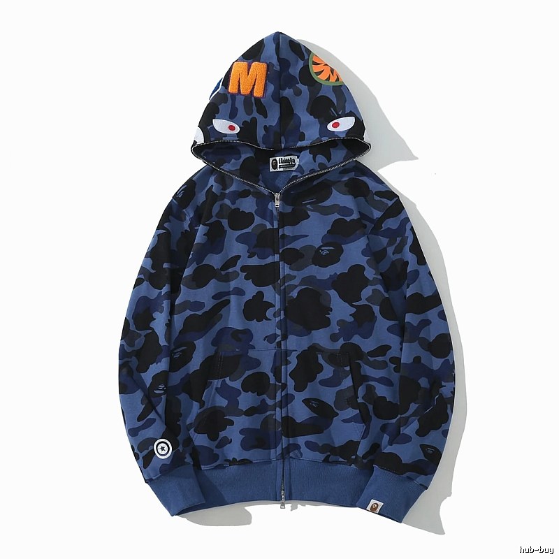 Bape camouflage-style blue sweatshirt