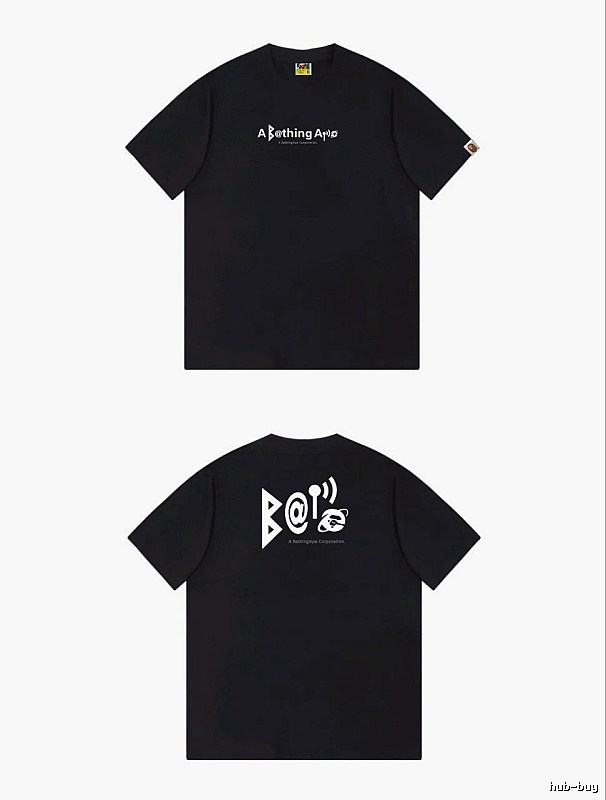 Bape letter - printed short - sleeved black T - shirt