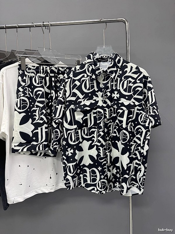 Chrome Hearts All-over Printed Gothic Style Black and White Set