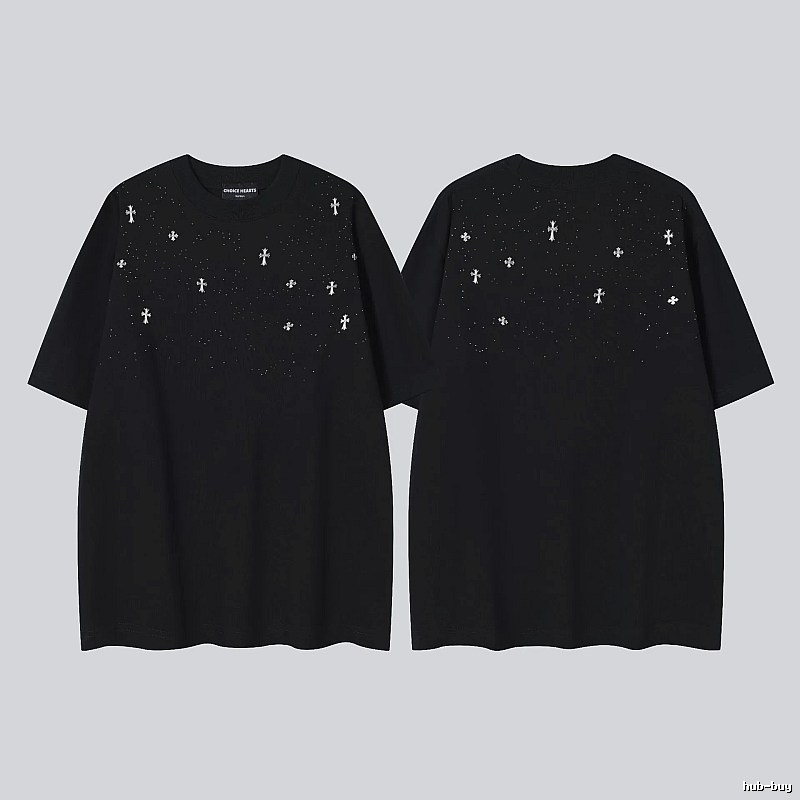 Chrome Hearts Cross Embroidered Street Style Black Short-sleeve T-shirt