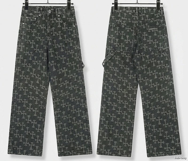 Chrome Hearts cross print black jeans