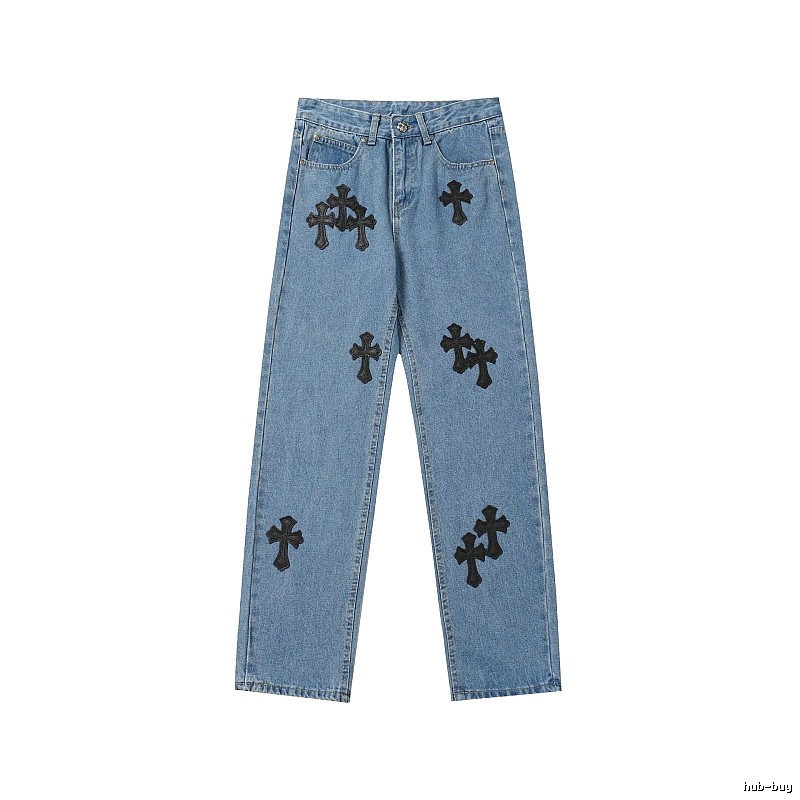 Chrome Hearts Easy Match Graphic jeans Light Denim Jeans for Leisure Wear