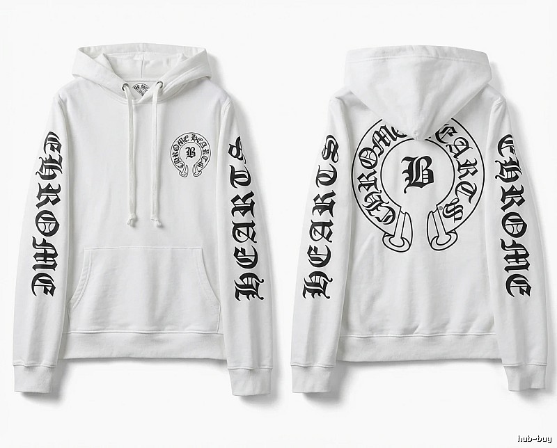 Chrome Hearts Gothic-style white hoodie
