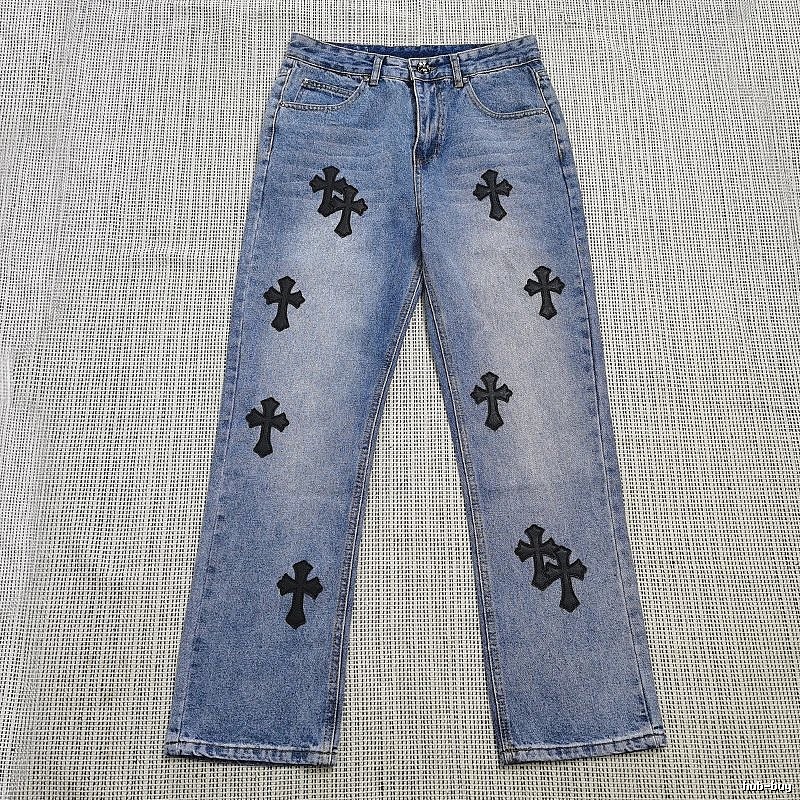 Chrome Hearts Resort Cross patch jeans White Jeans Black for Travel Looks