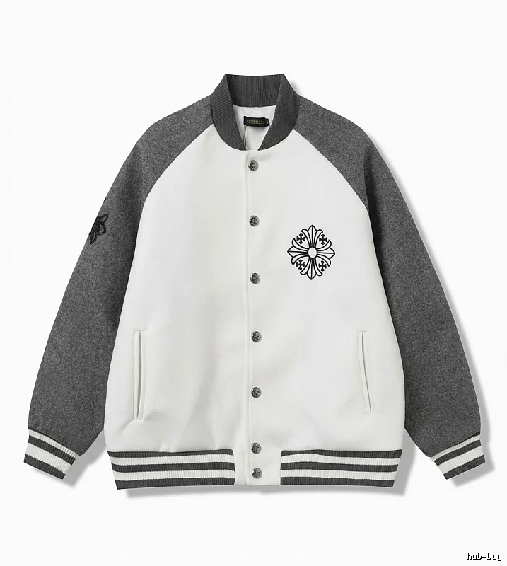 Chrome Hearts Retro Grey and White Collar Jacket