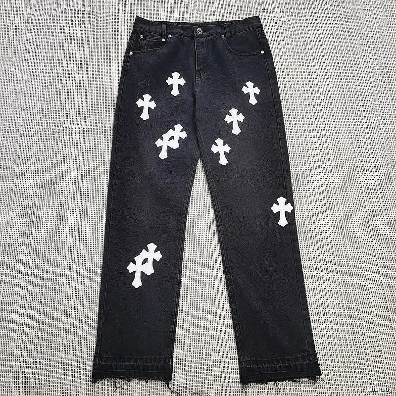 Chrome Hearts Travel Cross patch jeans White Jeans Black with Modern Look