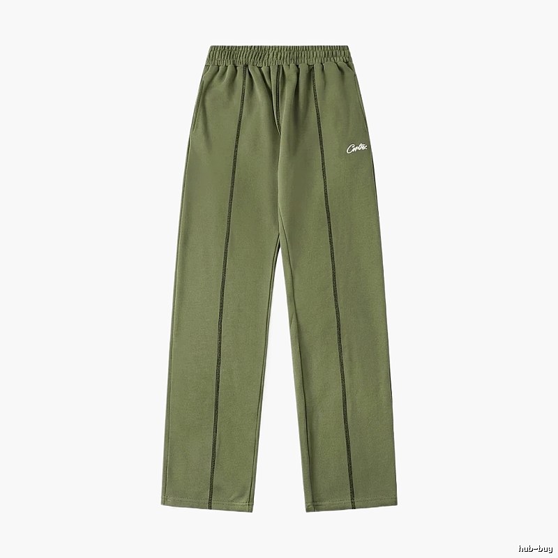 Corteiz minimalist style olive green long trousers