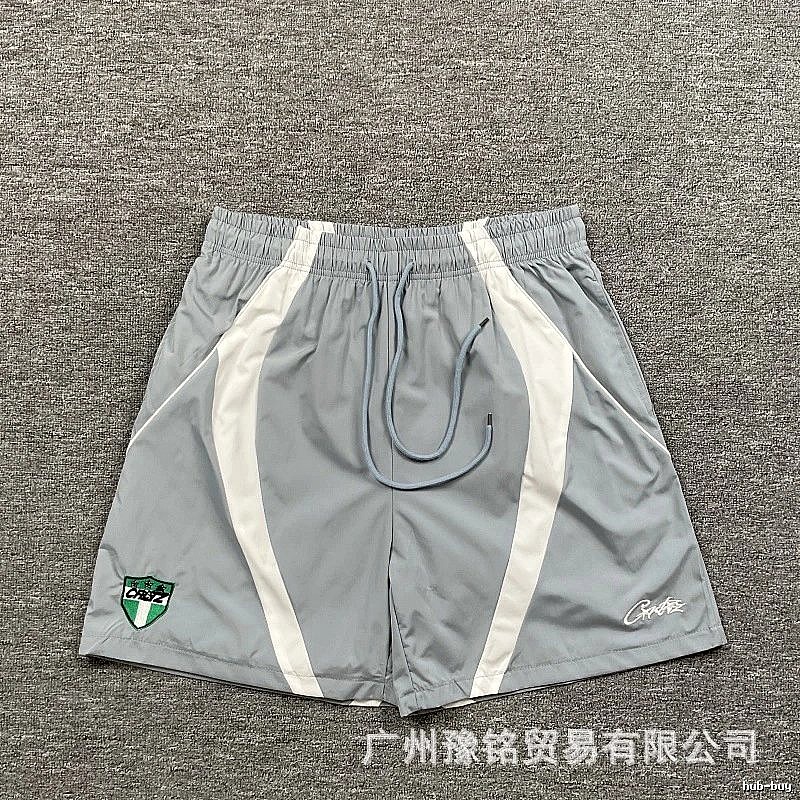 Corteiz Shield Logo Street Style Light Gray Athletic Shorts