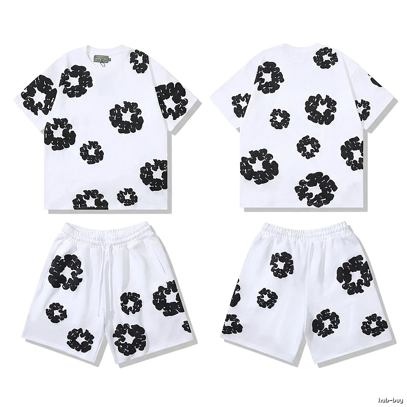 DENIM TEARS Black and White Printed Trendy Brand Set