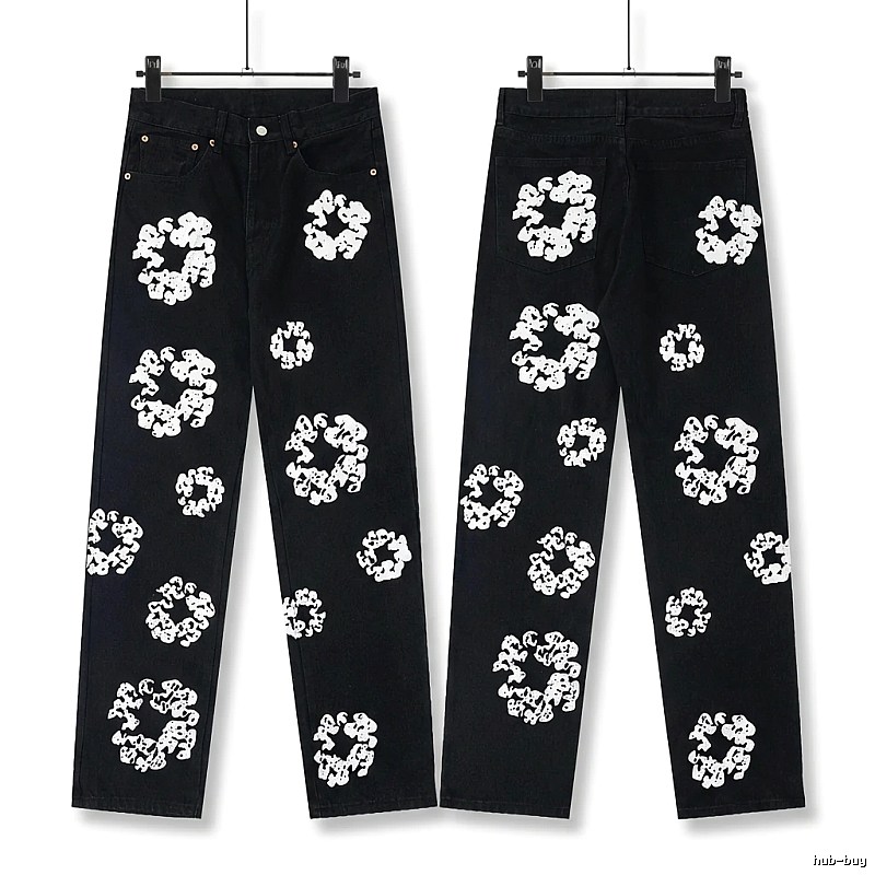 DENIM TEARS Printed Retro-Style Black Pants