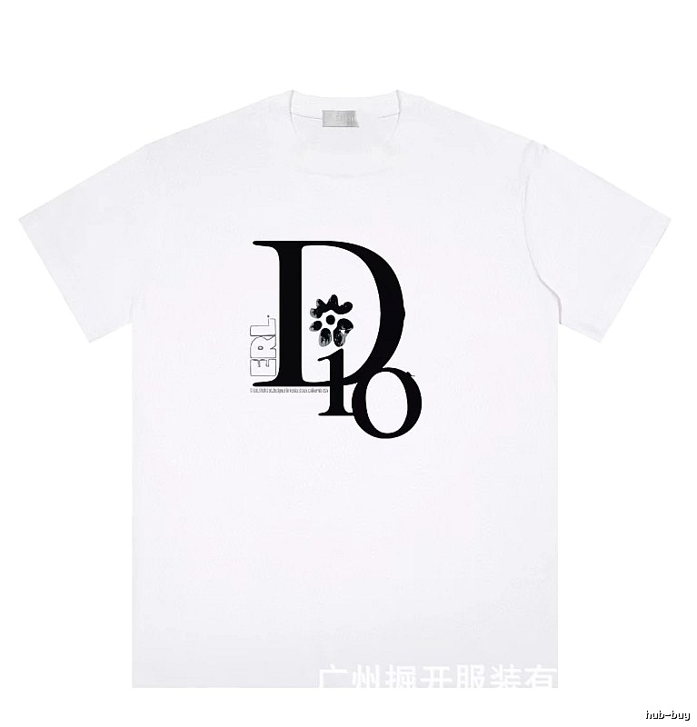 Dior Co-branded Trendy Style Printed White T-Shirt