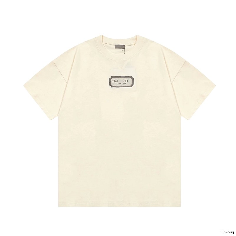 Dior Couture Minimalist Style Off-White Short-sleeve T-shirt