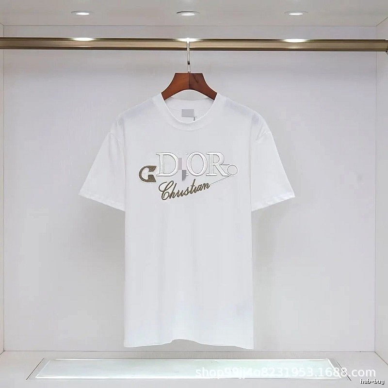 Dior Embroidered Light Luxury Style White Short-sleeve T-shirt