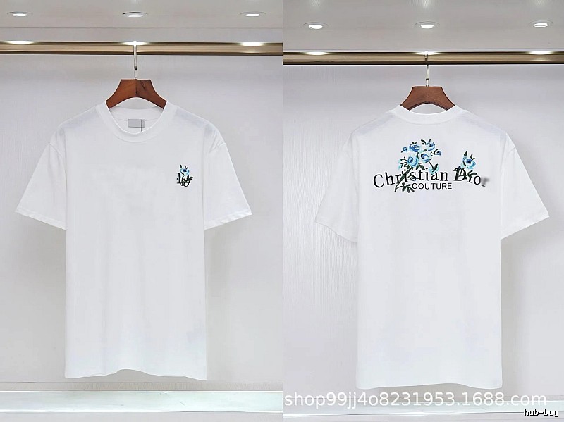 Dior Haute Couture Embroidered Floral-style White T-shirt