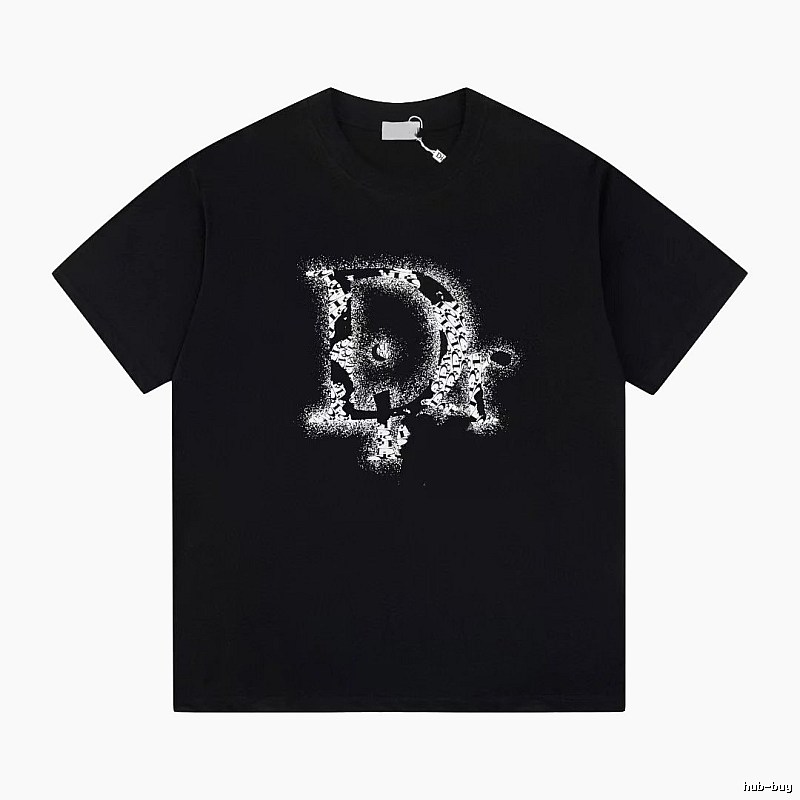 Dior Large D Print Trendy Style Black T-Shirt