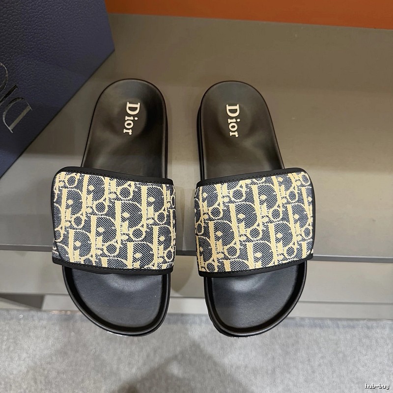 Dior Vintage-style Monogram Colorblock Slide Sandals