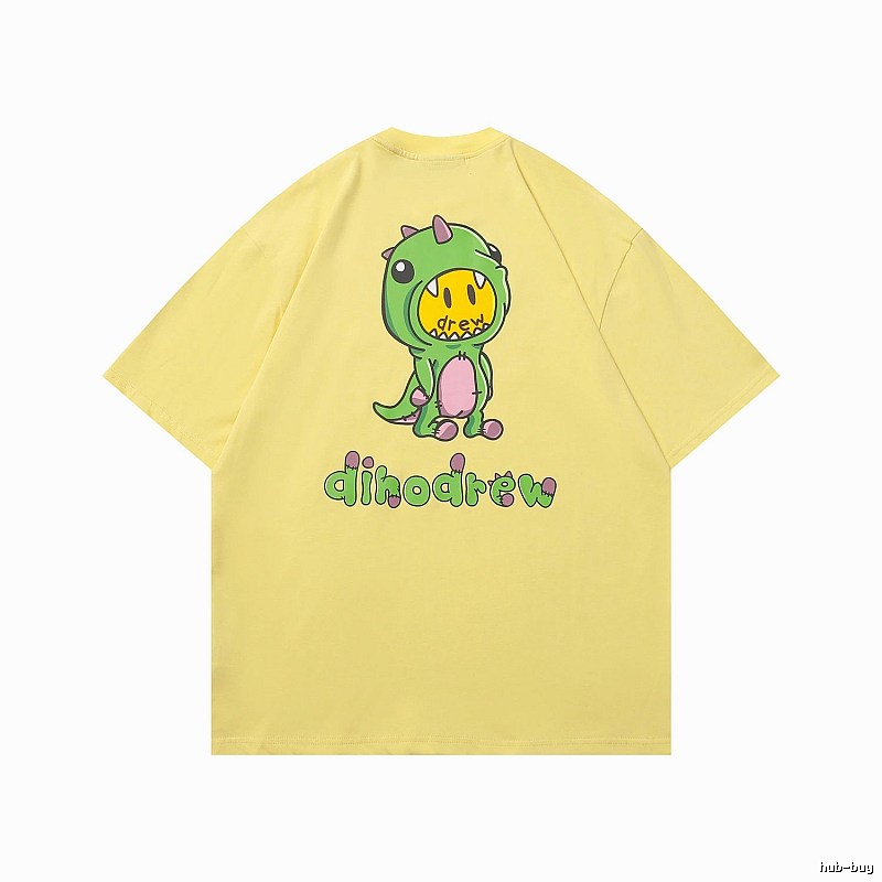 DREW Dinosaur Print Street Style Yellow Short-sleeve T-shirt