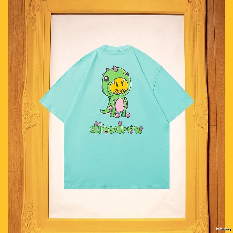 DREW Dinosaur Series Streetwear Style Light Blue Short Sleeve T-Shirt