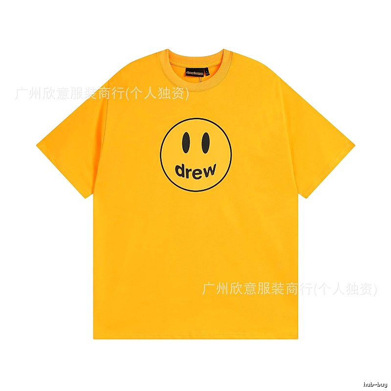 DREW Smiley Face Street Style Yellow Short Sleeve T-shirt